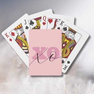 Moderne Candy Pink Black XOXO Valentine Spielkarten