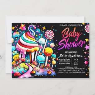 Moderne Candyland Baby Dusche Einladung