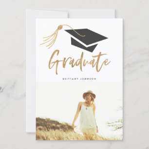 Moderne Cap and Tassel Gold Foil 3 Foto Graduate Ankündigung
