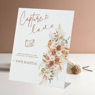 Moderne Capture Die Liebe Hochzeit Qr-Code Hashtag Sockelschild