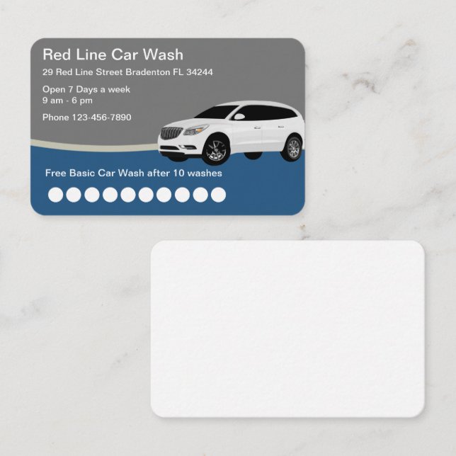 Moderne Car Wash Customer Loyalty Business Cards Visitenkarte (Vorne/Hinten)