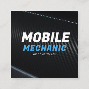 Moderne Carbonfaser Blaue Mobile Mechaniker Geschä Quadratische Visitenkarte