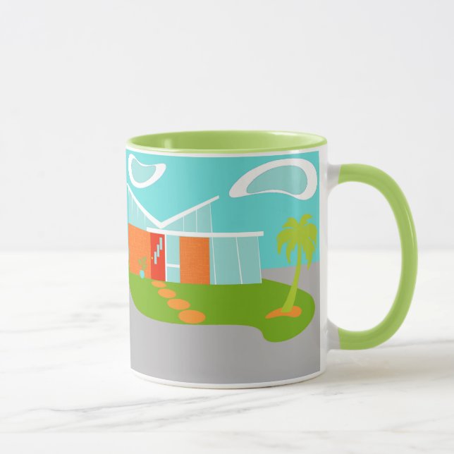 Moderne Cartoon House Tasse Mitte Jahrhundert (Rechts)