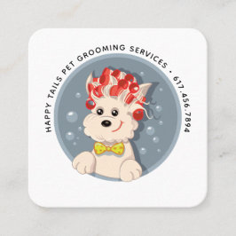 Moderne Cartoon Pet Grooming Quadratische Visitenkarte