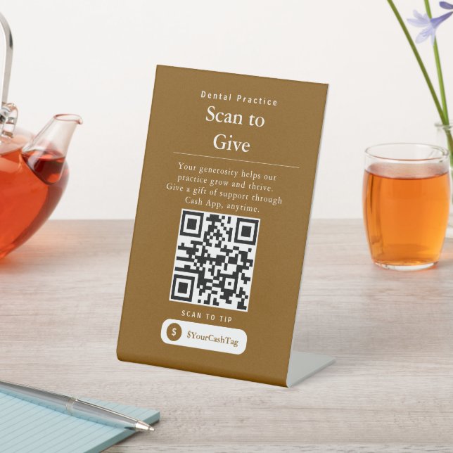 Moderne Cash App Tipps QR-Code-Schild  Sockelschild (In SItu)