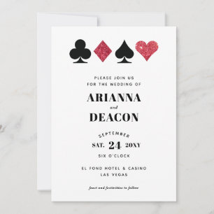 Moderne Casino-Hochzeitseinladung mit rotem Glitte Einladung