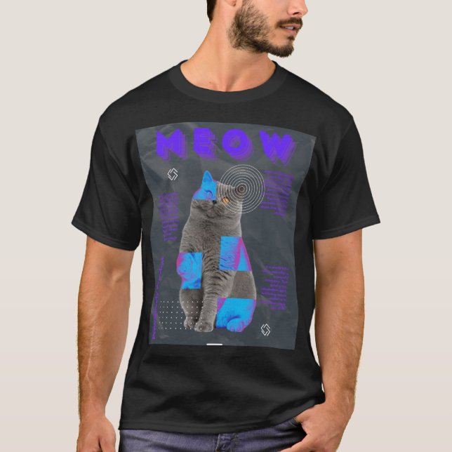 Moderne Cat Art Prints T-Shirt (Vorderseite)