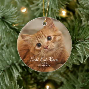 Moderne Cat Mama Foto Weihnachten Keramik Ornament