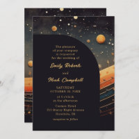 Moderne Celestial Musical Moon Galaxy Hochzeit