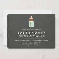 Moderne Chalkboard & Bottle Baby Dusche Einladung