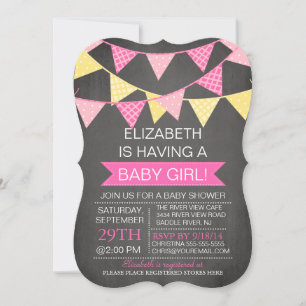Moderne Chalkboard Bunting GIRLS Baby Showküche Einladung