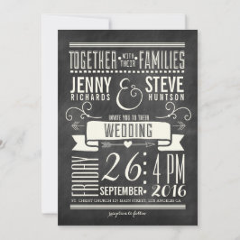 Moderne Chalkboard-Hochzeit Einladung
