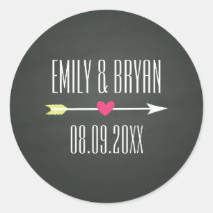 Moderne Chalkboard-Hochzeitsticker Runder Aufkleber