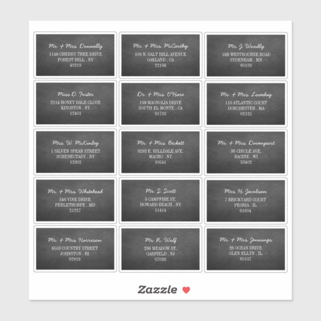 Moderne Chalkboard Individuelle Gästetiketten Aufkleber (Blatt)