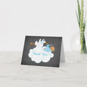 Moderne Chalkboard Stork Baby Dusche Vielen Dank Dankeskarte