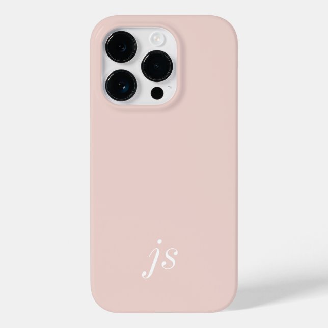 Moderne Champagner-Rosa-Weiß-Monogramm-Name Case-Mate iPhone Hülle (Rückseite)