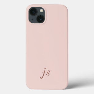 Moderne Champagner-Rosa-Weiße Monogramm-Name Case-Mate iPhone Hülle