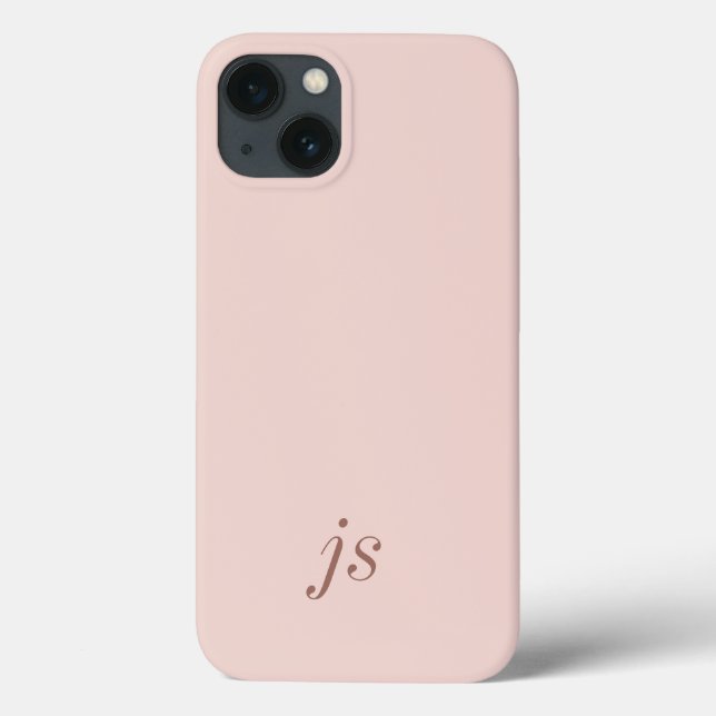 Moderne Champagner-Rosa-Weiße Monogramm-Name Case-Mate iPhone Hülle (Rückseite)