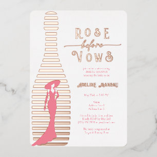 Moderne Champagner-Rosé-Before-Vows-Brautabschieds Folieneinladung