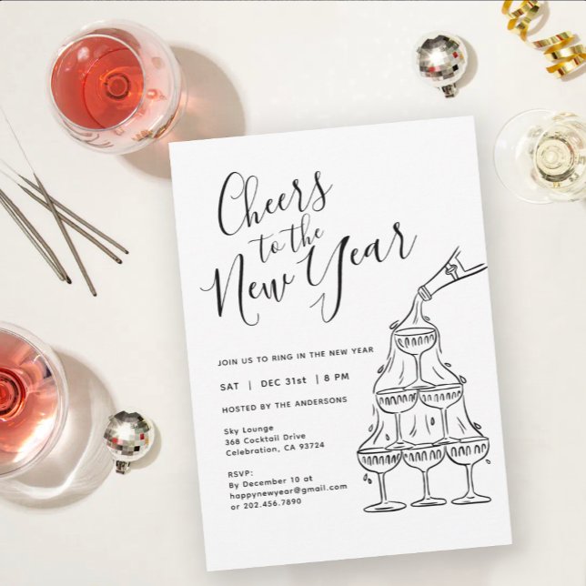 Moderne Champagner-Silvesterparty  Einladung (Von Creator hochgeladen)