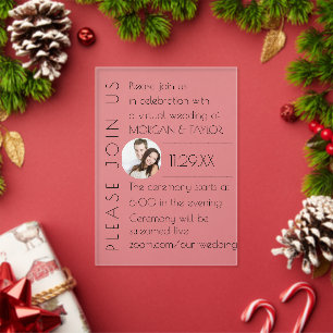 Moderne Champagner-Ton-Virtual-Wedding, Foto Acryleinladungen