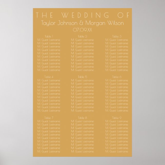 Moderne Champagner Tonal Hochzeitskarte Poster (Vorne)