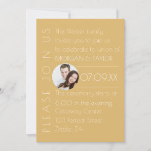 Moderne Champagner Tonal Wedding, Foto Einladung