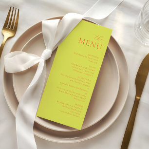 Moderne Chartreuse-Kakipflaume-elegante Hochzeitsm Menükarte