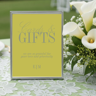 Moderne Chartreuse-Karten und Geschenke Hochzeitss