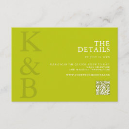 Moderne Chartreuse-Minimalist-Hochzeit Begleitkarte