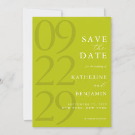 Moderne Chartreuse Minimalistische Hochzeit Save The Date