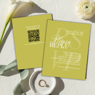 Moderne Chartreuse-Schrift QR-Code formelle Hochze RSVP Karte