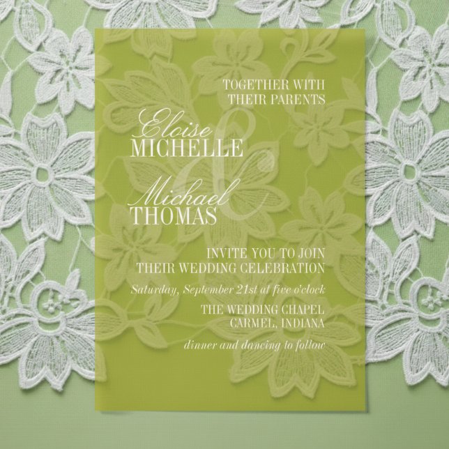 Moderne Chartreuse-Skriptformale Hochzeit (Modern Chartreuse Script Formal Wedding Vellum Invitations)