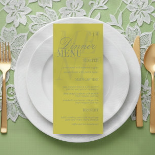 Moderne Chartreuse-Skriptformale Hochzeit Menükarte