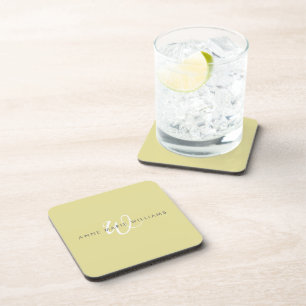 Moderne Chartreuse-Weiß-Schriftmonogramm Getränkeuntersetzer