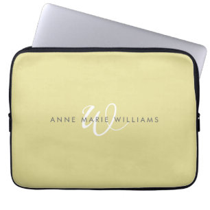 Moderne Chartreuse Weiße Schrift Monogramm Laptopschutzhülle