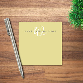 Moderne Chartreuse Weiße Schrift Monogramm Post-it Klebezettel