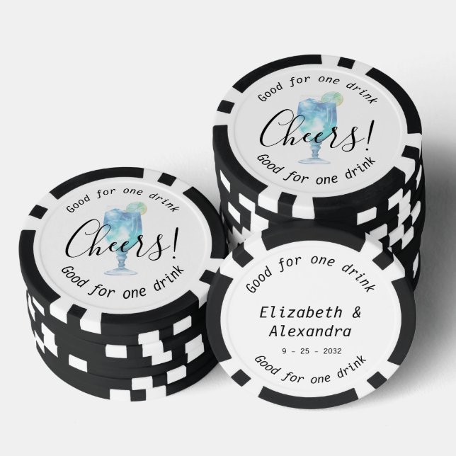 Moderne Cheers Hawaiian Drink Wedding Pokerchips (Stapel)
