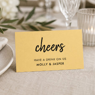 Moderne Cheers Mustard Yellow Drink Voucher Card Rabattkarte