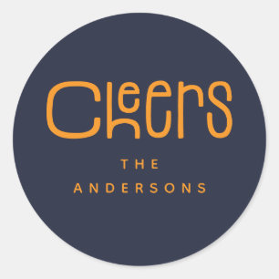 Moderne Cheers personalisiert Runder Aufkleber