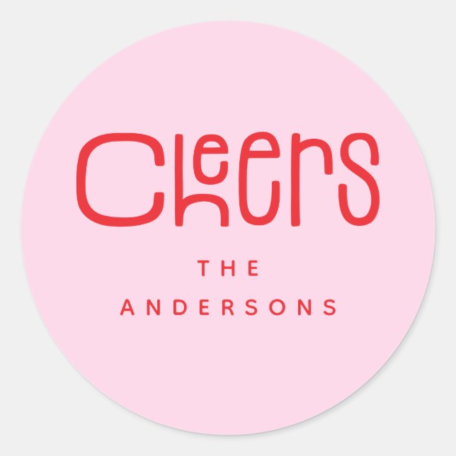 Moderne Cheers Personalisiert  Runder Aufkleber (Vorderseite)