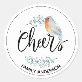 Moderne CHEERS Personalisiert Weihnachten Robin Runder Aufkleber