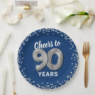 Moderne Cheers zum 90. Geburtstag Pappteller