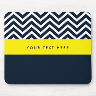 Moderne Chevron-Navi-Blue- und gelbe trendige Maus Mousepad