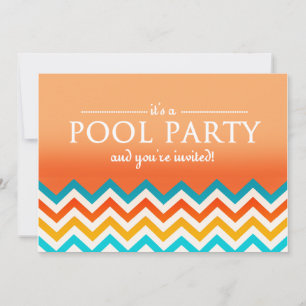 Moderne Chevron-Poolparty-Einladungen Einladung