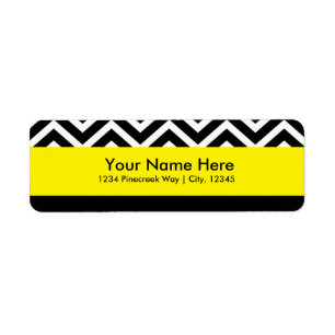 Moderne Chevron Schwarz & Gelbe Adressetiketten