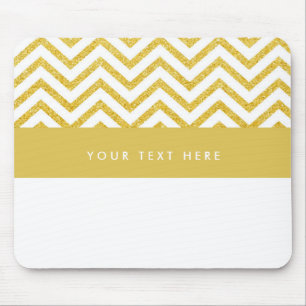Moderne Chevron Weiße & Goldene Trend Mauspad