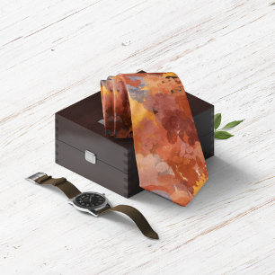 Moderne Chic Abstrakte Terrakotta-Rostbraun Krawatte