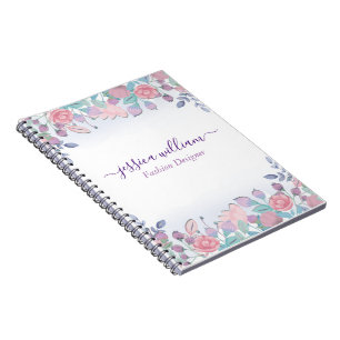 Moderne Chic Aquarell Blaue Hortensien Blumenmuste Notizblock