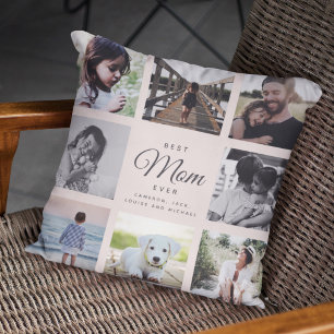 Moderne Chic Beste Mama je Blush Pink FotoCollage Kissen